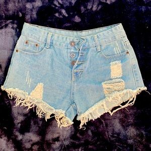 👖JEAN LARGE RIPPED SHORTS👖